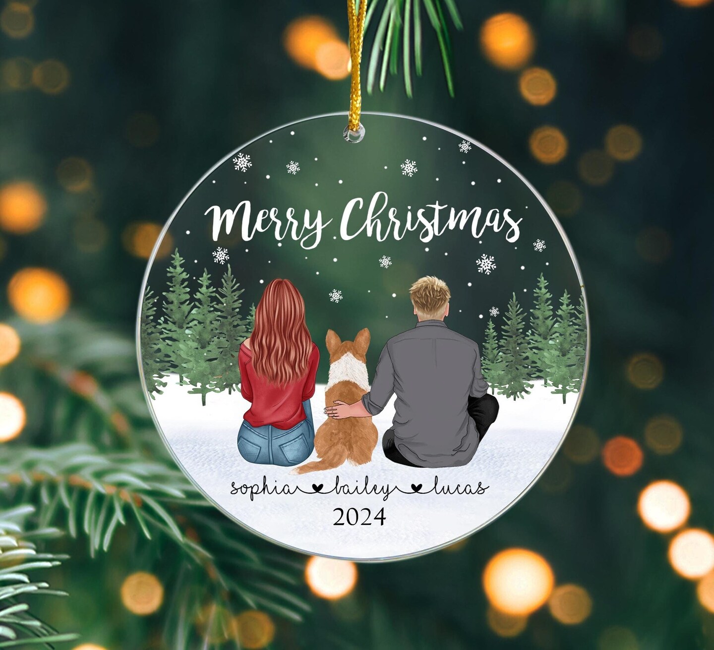 Couple with dog christmas ornament hotsell