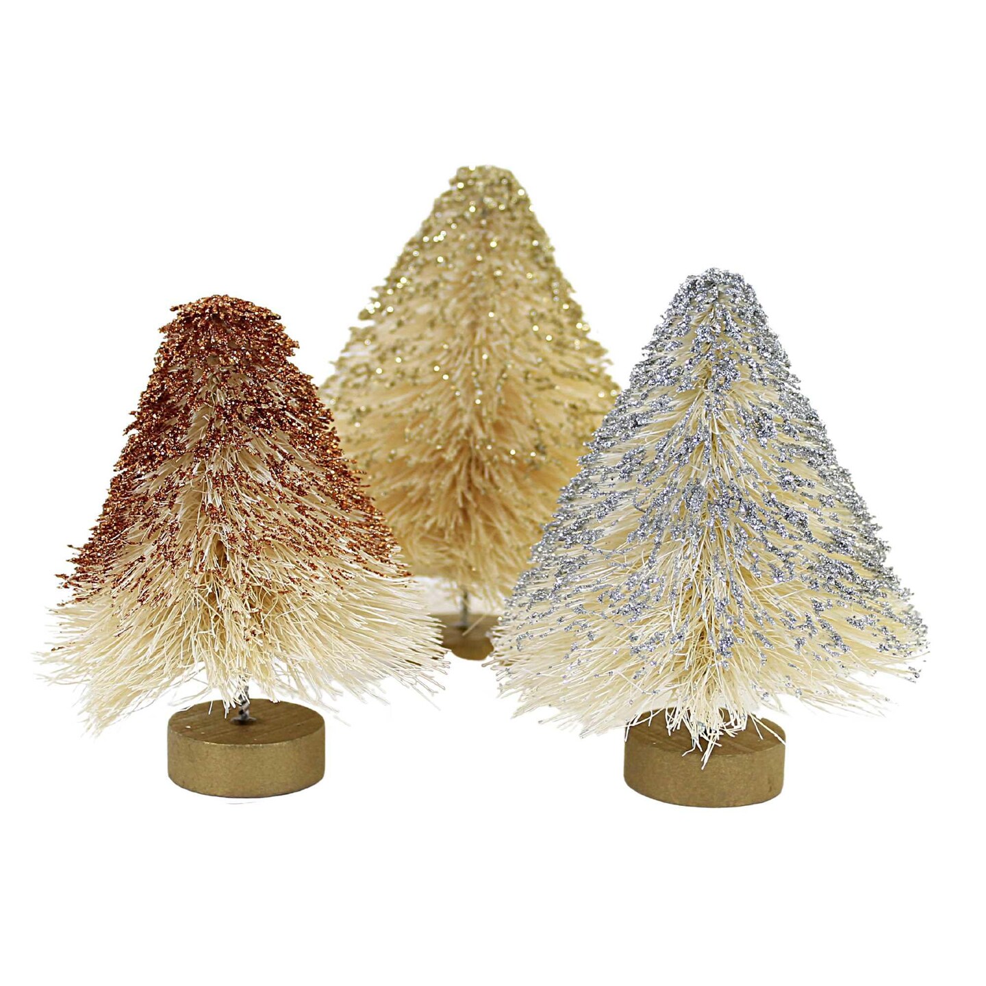 Bethany Lowe 5.0 Inch Mini Metallic Trees Christmas Decorative Tree Set , Glittered St/3
