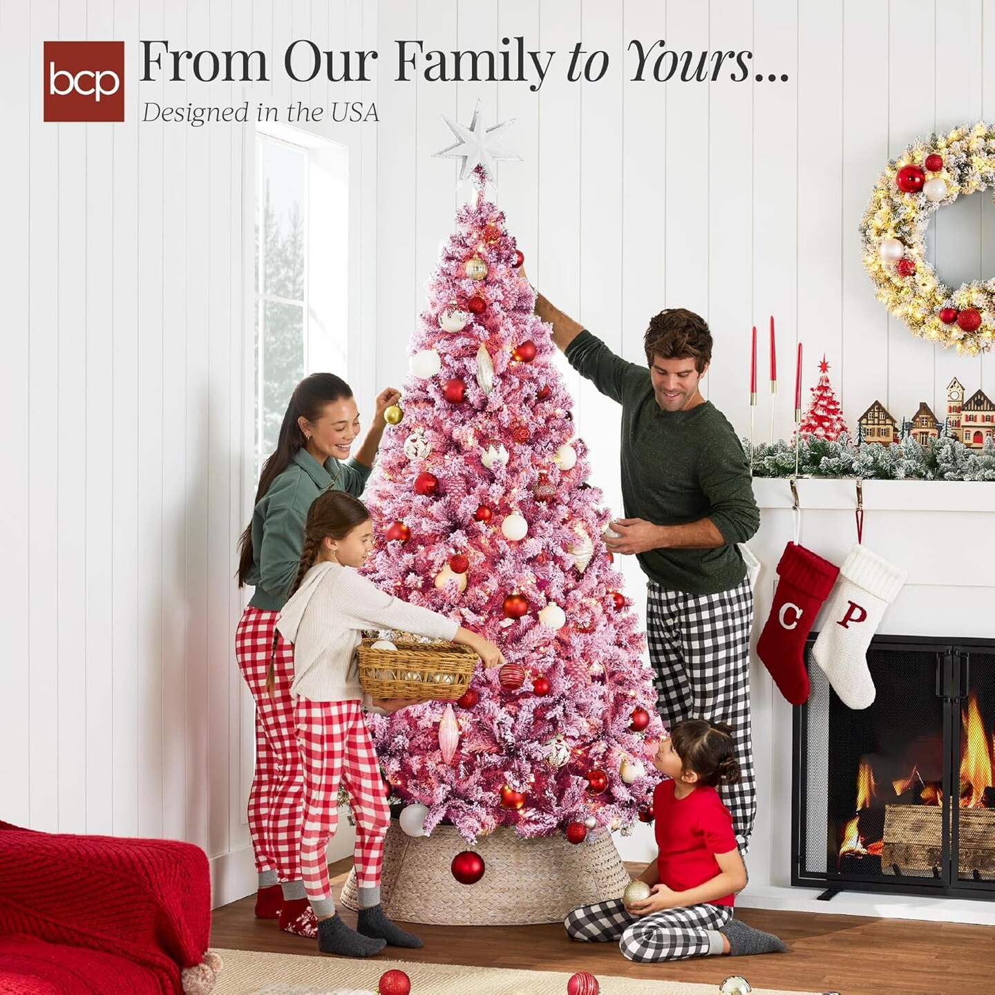Snow Flocked Christmas Tree Full Pine with 250 White &#x26; Multicolor LED Lights, 928 Tips &#x26; Foot Switch Control