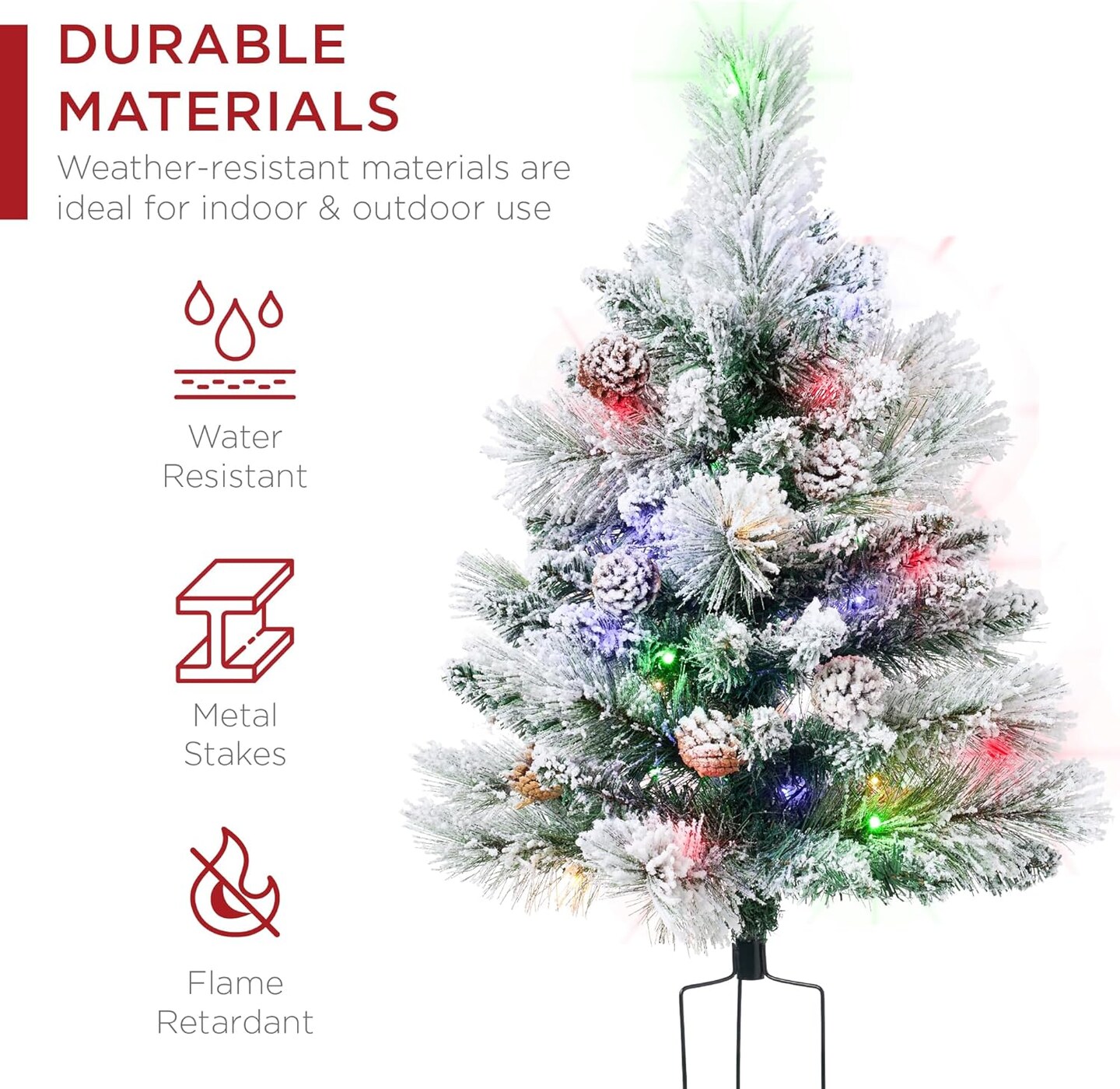 24.5in Pre-Lit Outdoor Christmas Trees, Battery Operated Holiday Pair with LED Lights