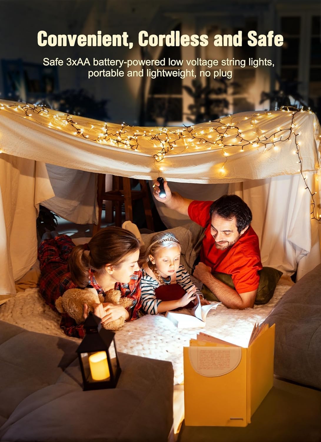 Battery Operated Christmas String Lights – 8ft, 20 LED Mini Lights with Timer, Warm White, Indoor & Outdoor Decoration for Christmas, Wedding, Party, Bedroom (Warm White)