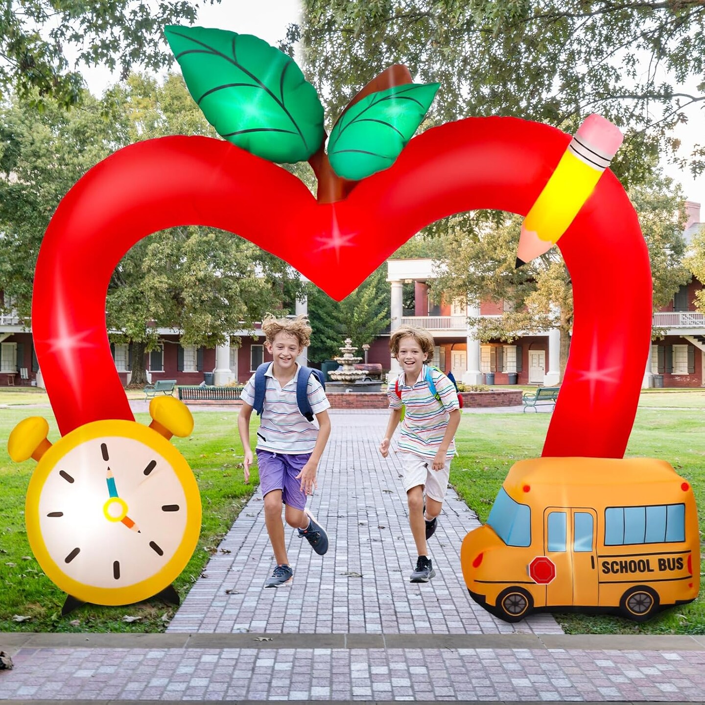 8ft Back to School Apple Inflatable Arch with 4 LED Lights