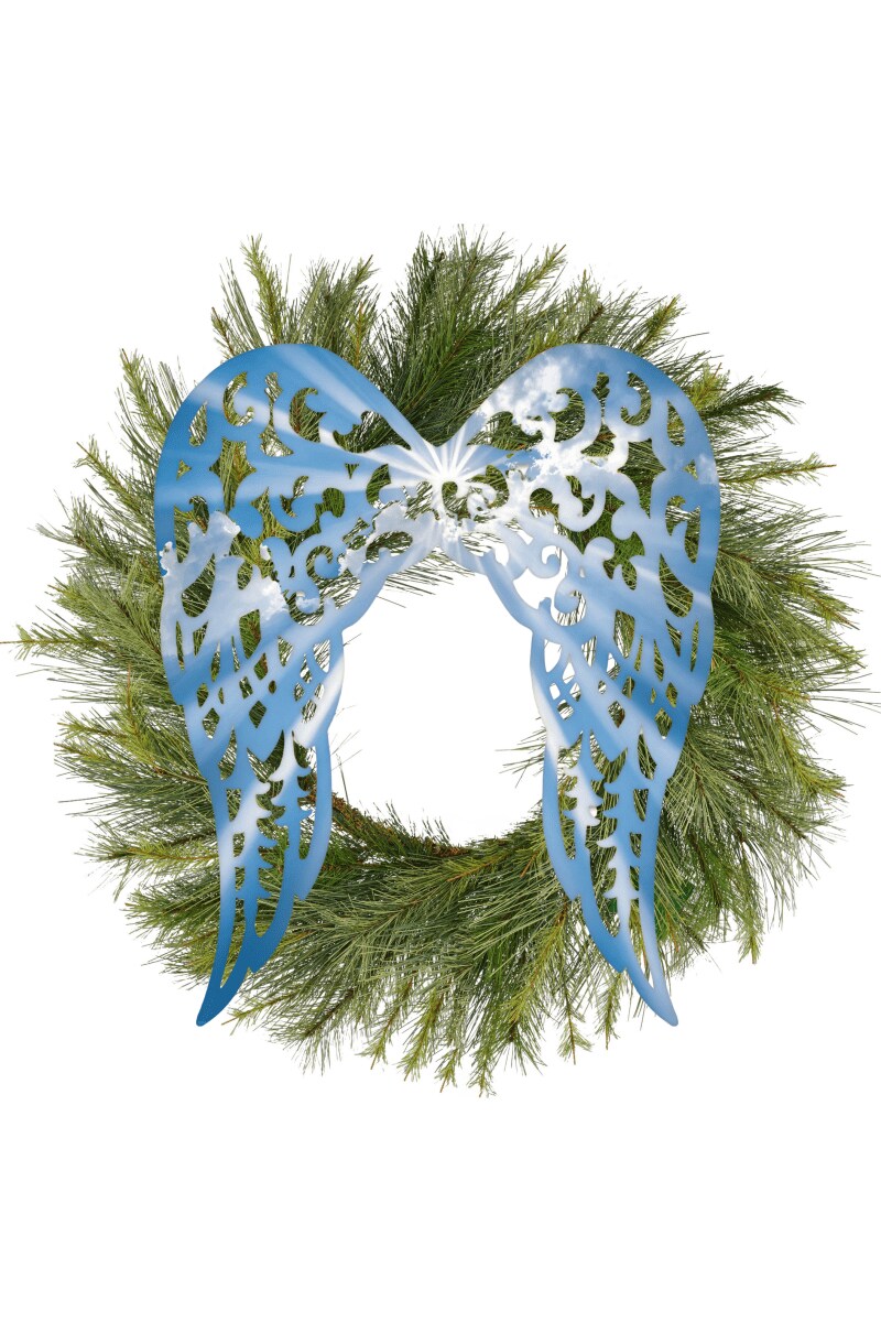 17&#x22; Metal Filigree Angel Wings: Sky Blue/White