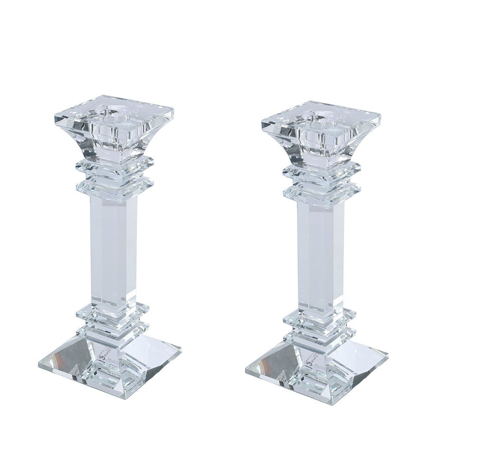 Set of Two Crystal Taper Candlesticks