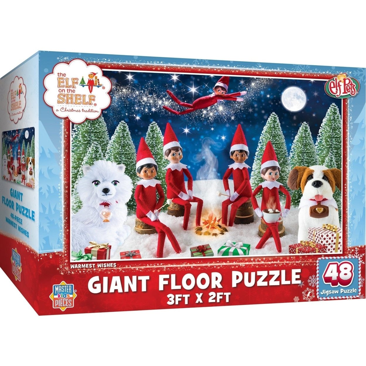 Elf On The Shelf 48 Piece Floor Jigsaw Puzzle Cozy Christmas Scene 36X24