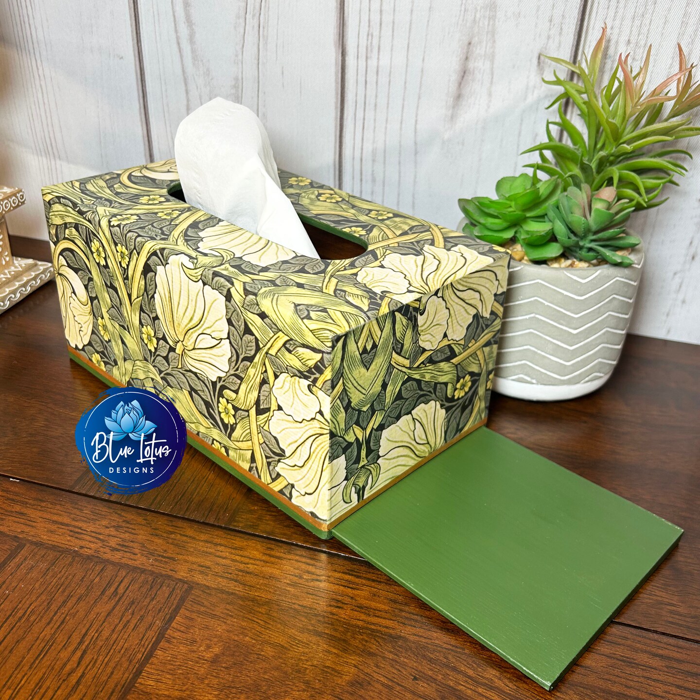 Rectangle Tissue Box, William Morris Pimpernel Yellow Flowers