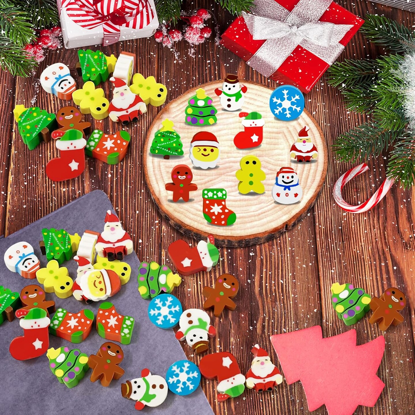 150 Pcs Christmas Mini Erasers for Kids, Cute Small Animal Erasers Bulk for Kids Desk Pets
