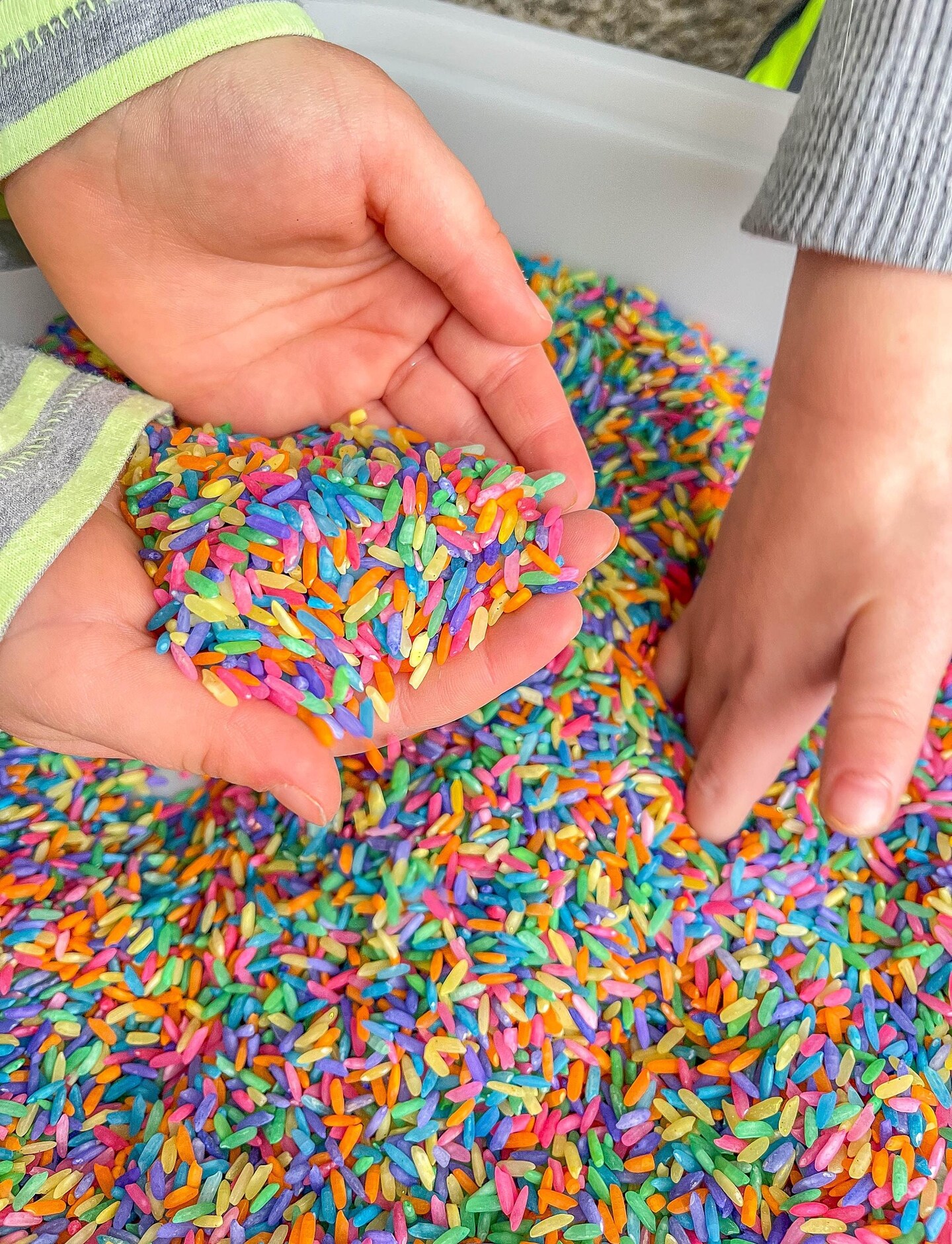 Rainbow Rice Sensory Bin Filler, Colored Rice, Sensory Play