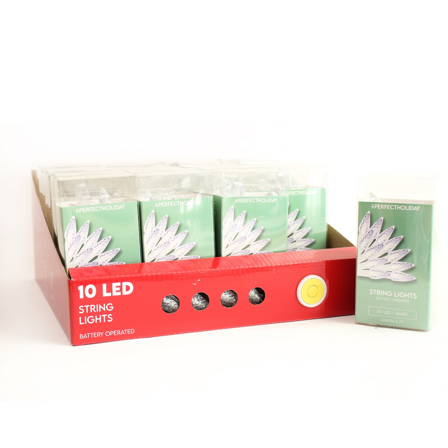 Perfect Holiday 10 LED LIGHT SET W/XMAS REFLECTOR, INDOOR, 30CM LEAD WIRE, 15CM BULB SPACING, 2 A