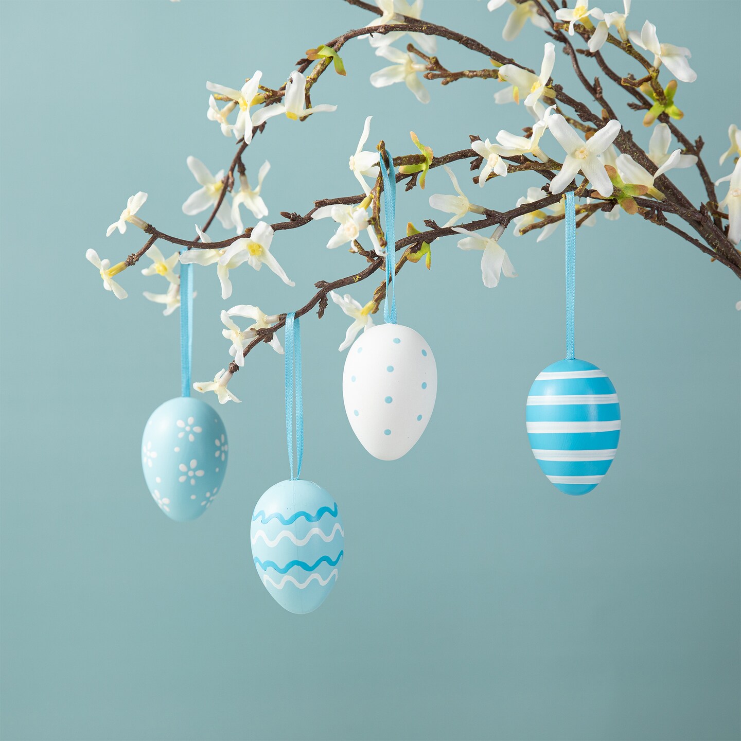 48 PCS 2.25"H Blue and Pink Easter Plastic Eggs, 24 of Each in Gauze Bag