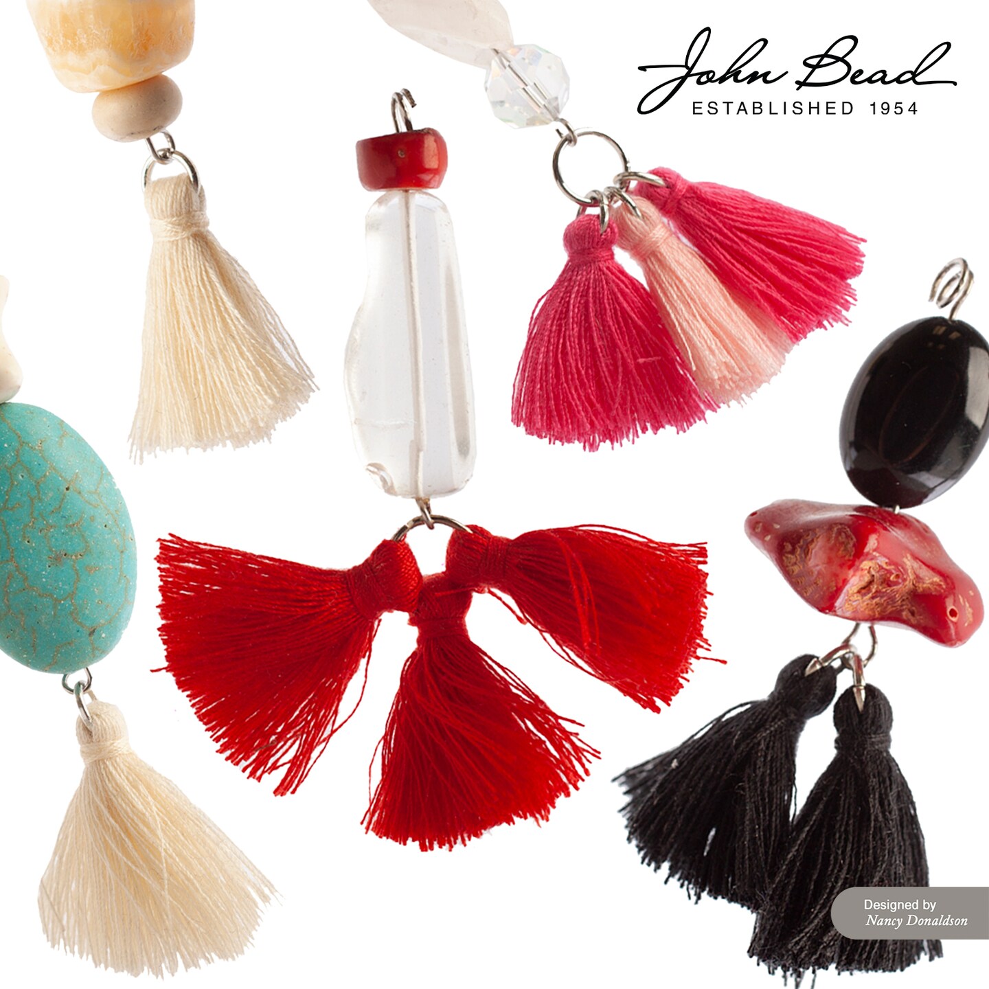 John Bead 1in Poly Cotton Tassels, 10pcs