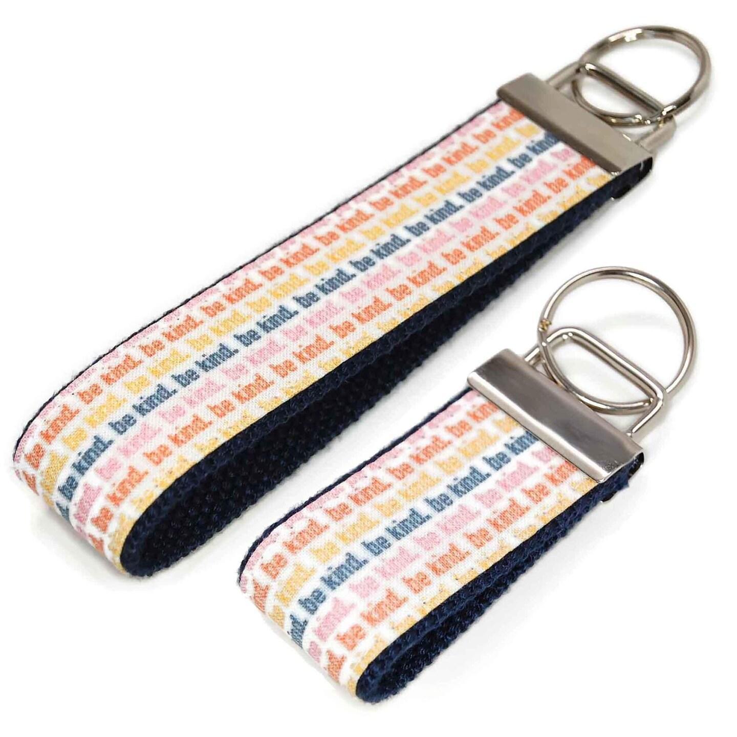Be Kind Inspiration Keychain - Fabric Key Fob in Pocket or Wristlet ...