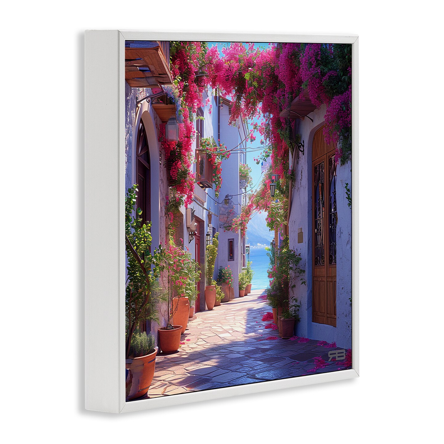 Stupell Industries Cobblestone Lane in Town Framed Giclee Wall Art Design by RB