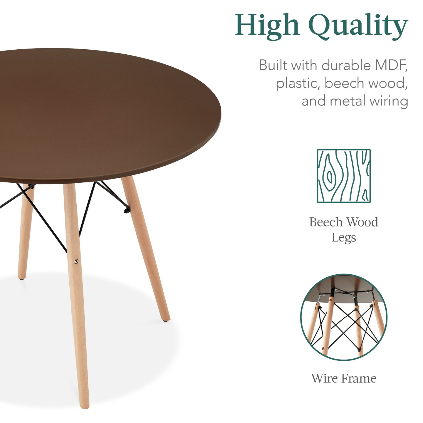Best Choice Products 5-Piece Compact Mid-Century Modern Dining Set w/ 4 Chairs, Wooden Legs