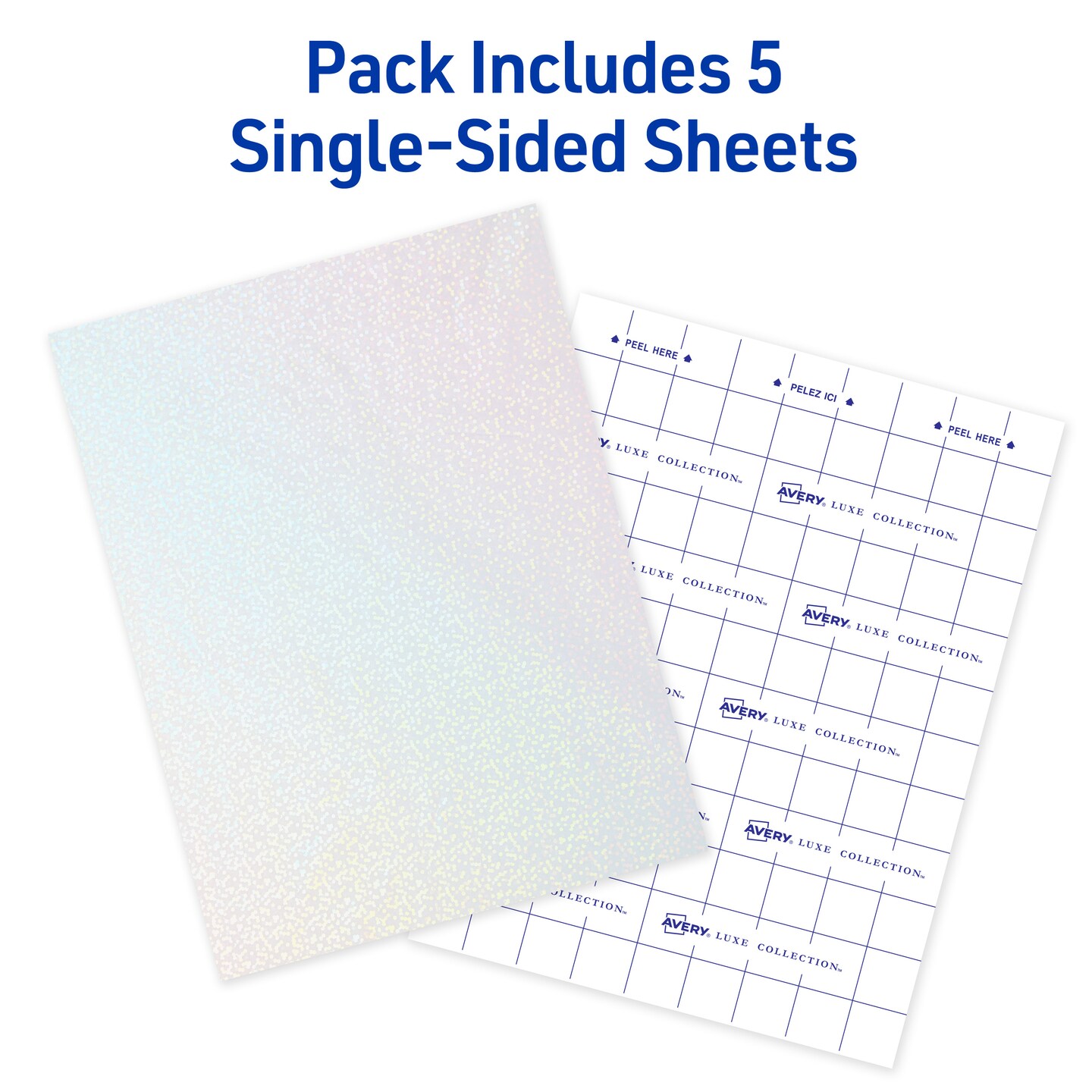 Avery Luxe Collection Holographic Laminating Sheets, Speckled Dots Design, 9&#x22; x 12&#x22;, Self-Adhesive, 10 Holographic Laminate Sheets Total (2-Pack of 73609)