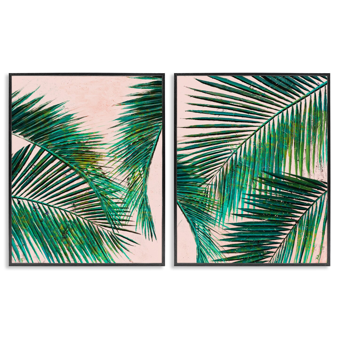 Stupell Industries Tropical Palm Fronds 2 pc Framed Giclee Wall Art Set Design by Patricia Pinto