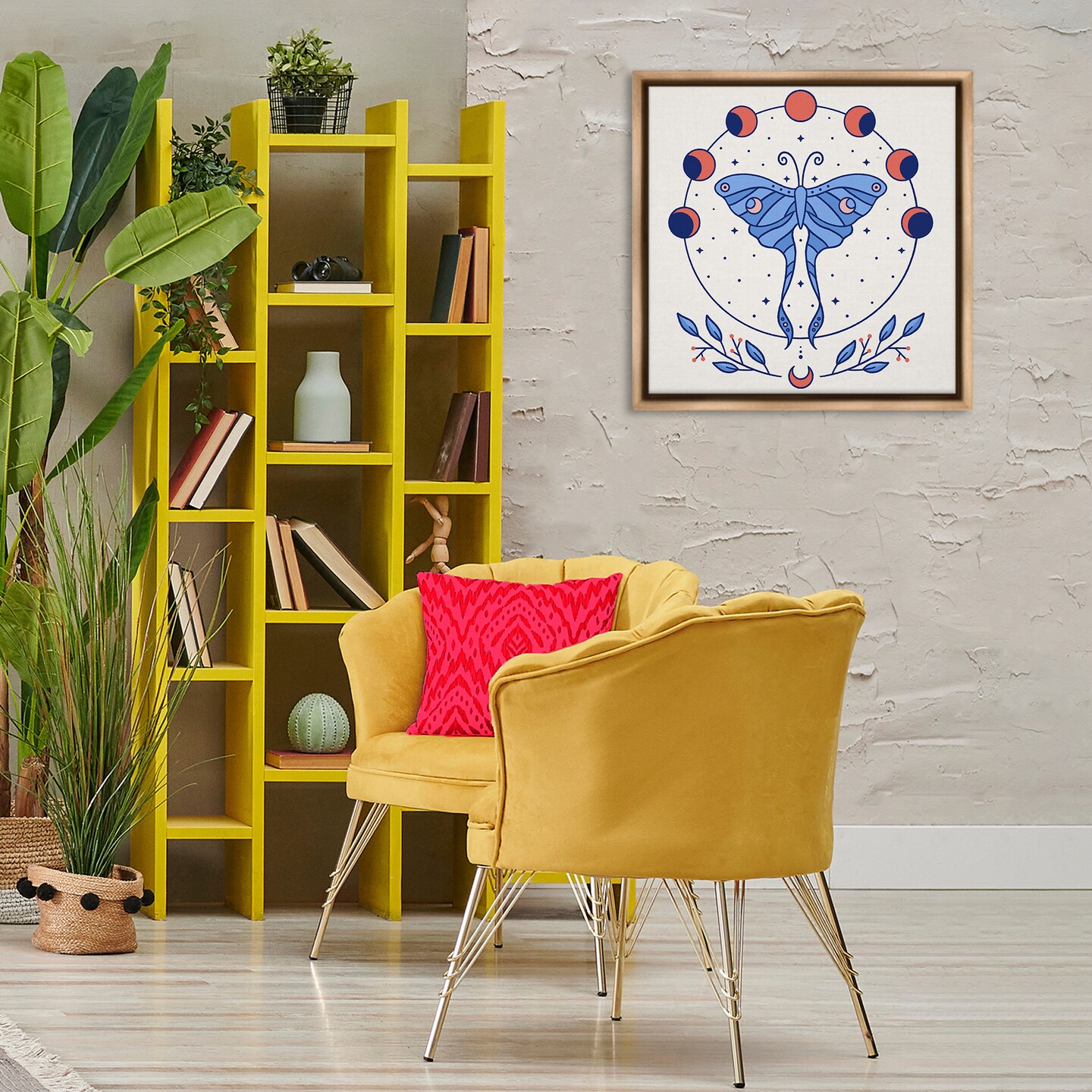 Stupell Industries Celestial Luna Moth Framed Floater Canvas Wall Art Design by Ahmed Sameh Hussein