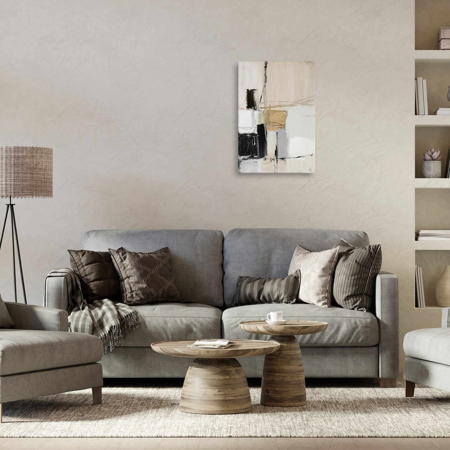 Stupell Industries Beige Organic Shapes Collage Canvas Wall Art Design by Lanie Loreth