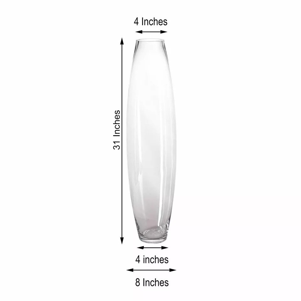 31-Inch tall Clear Cylindrical Glass Vase Party Home Events Wedding Supplies