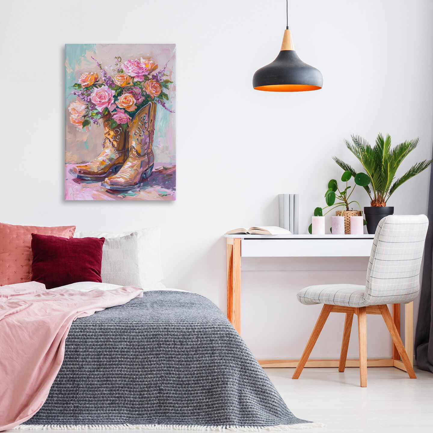 Stupell Industries Floral Boots Bouquet Canvas Wall Art Design by Petal Prints Design