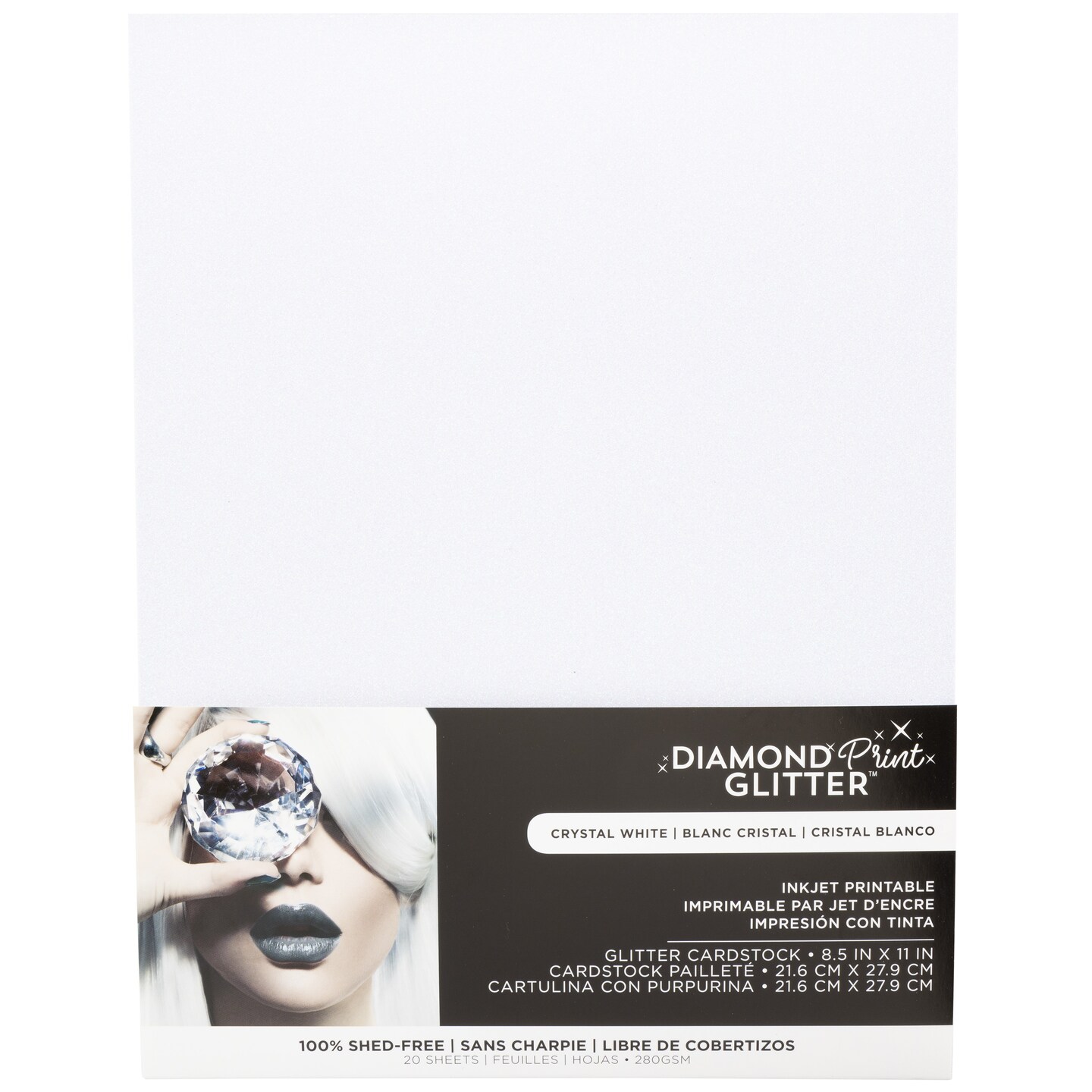 Harmony Paper Inkjet Printable Glitter Cardstock 8.5"X11"-Crystal White, 280gsm