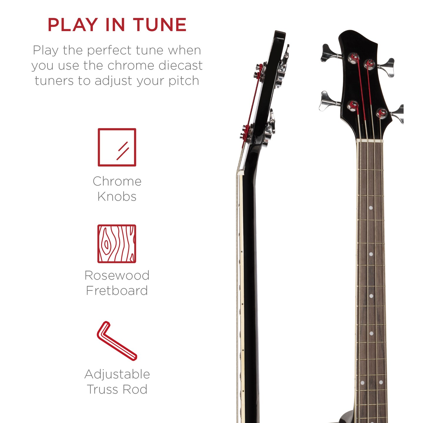 Best Choice Products 22-Fret Full Size Acoustic Electric Bass Guitar w/ 4-Band Equalizer, Truss Rod