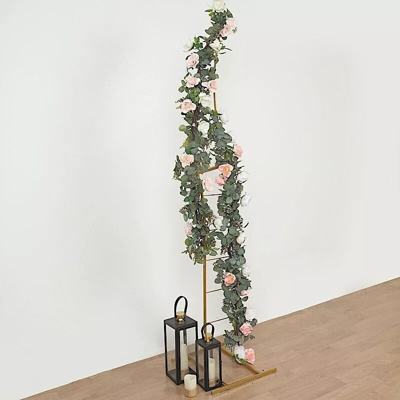 8 feet Gold Metal Floral Display Frame Curved BACKDROP STAND Wedding Arch Party