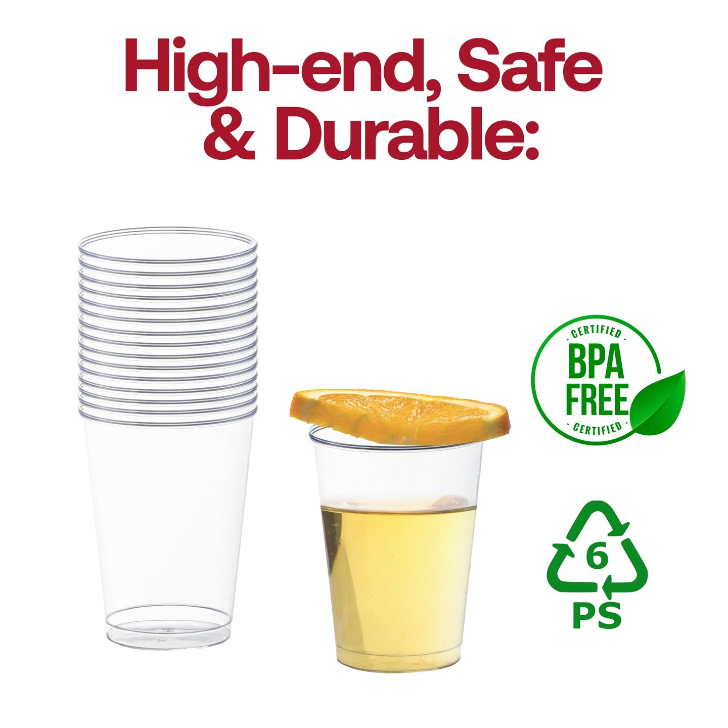 Crystal Clear Round Plastic Disposable Party Cups - 7 oz. (500 Cups)