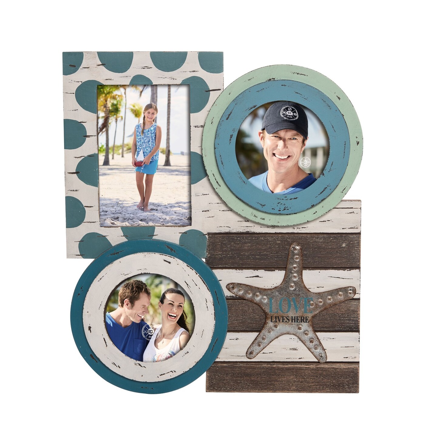 13.75&#x22; Mdf Love Heart Mix Picture Frame Photo Holder For Wall Shelf Or Tabletop Decor Decoration