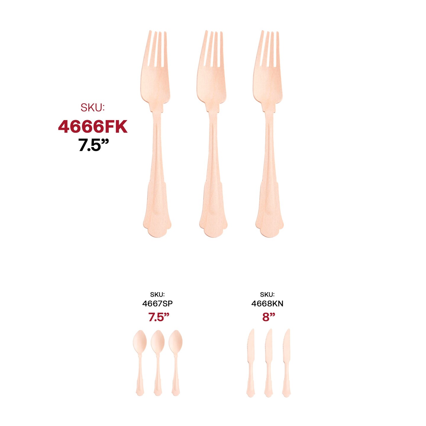 Silhouette Birch Wood Eco Friendly Disposable Dinner Forks (600 Forks)