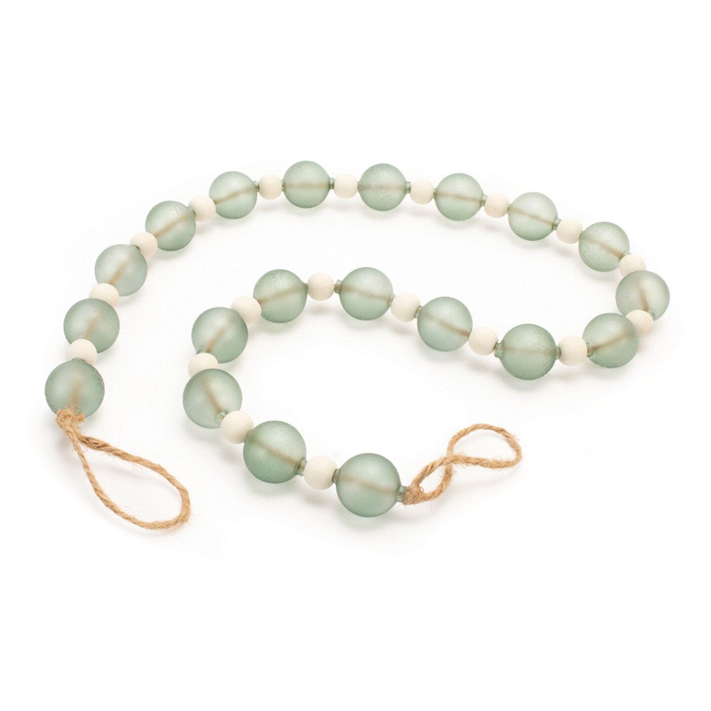 Melrose Bead Christmas Garlands - 45&#x22; - Green and White - Set of 2