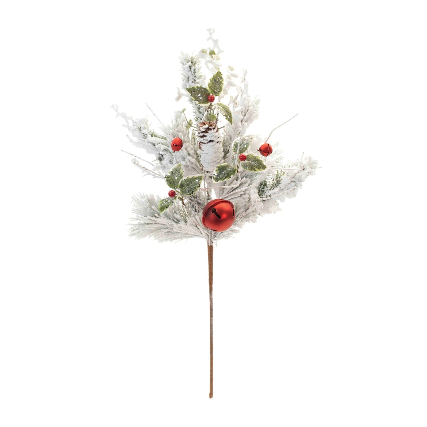Melrose Flocked Pine Artificial Christmas Sprays - 28.5" - White and Red - Set of 2