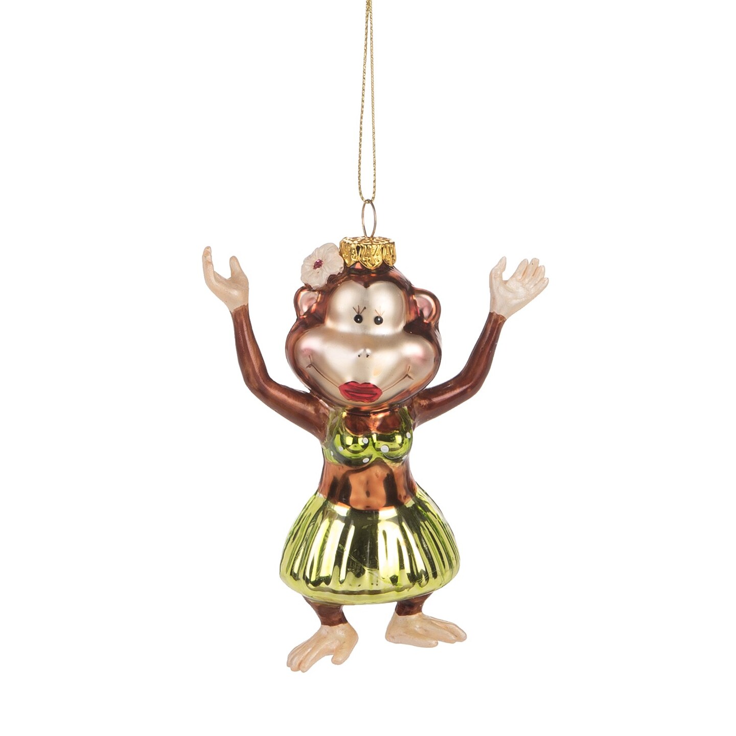 4&#x22; Glass Hula Monkey Ornament