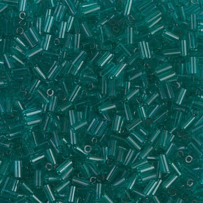 Miyuki 3mm (#1) Bugle Beads, Transparent Teal , BGL1-2405, 8.5 grams