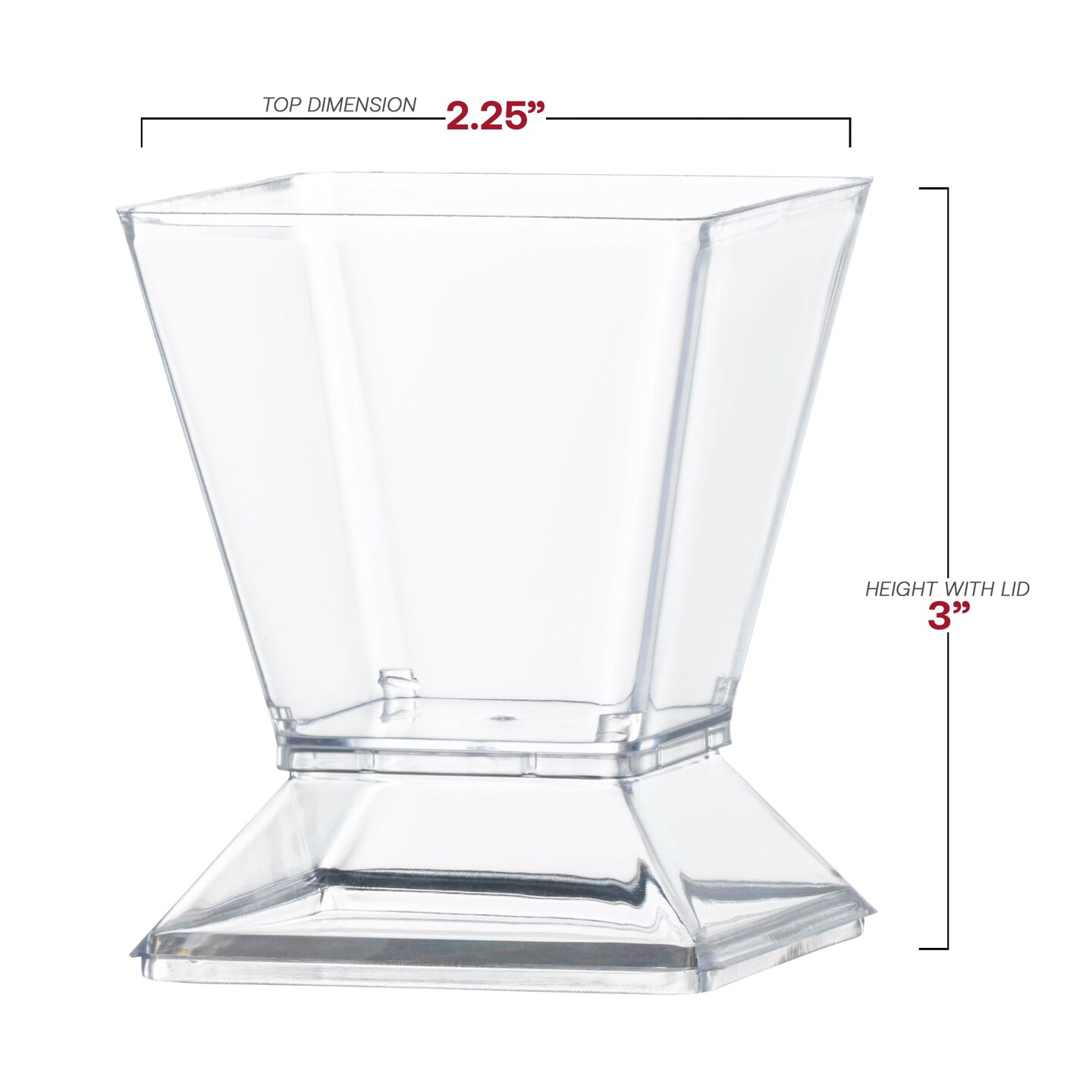 Clear Square Disposable Plastic Mini Cups with Lids - 3.5 oz. (288 Cups)
