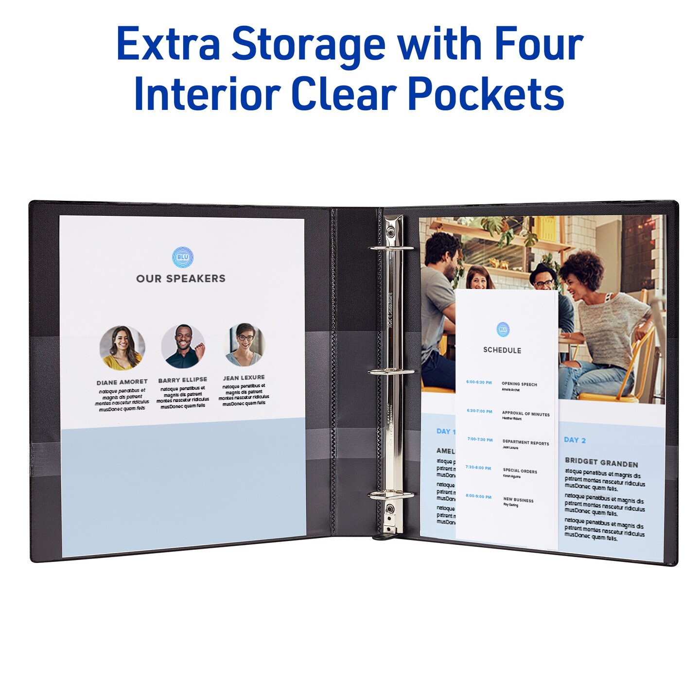 Avery Heavy-Duty View 3 Ring Binders, 1 Inch One Touch Slant Rings, 250-Sheet Capacity, DuraHinge, 1.4 Inch Wide Spine, Customizable Clear Cover and Spine, Bright Colors (4-Pack of 79630)