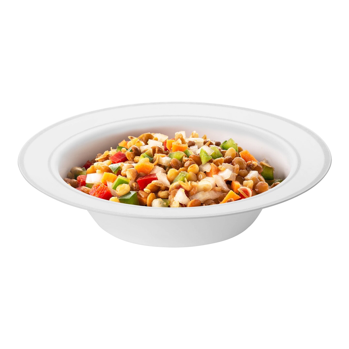 White with Silver Edge Rim Plastic Soup Bowls - 12 oz. (120 Bowls)