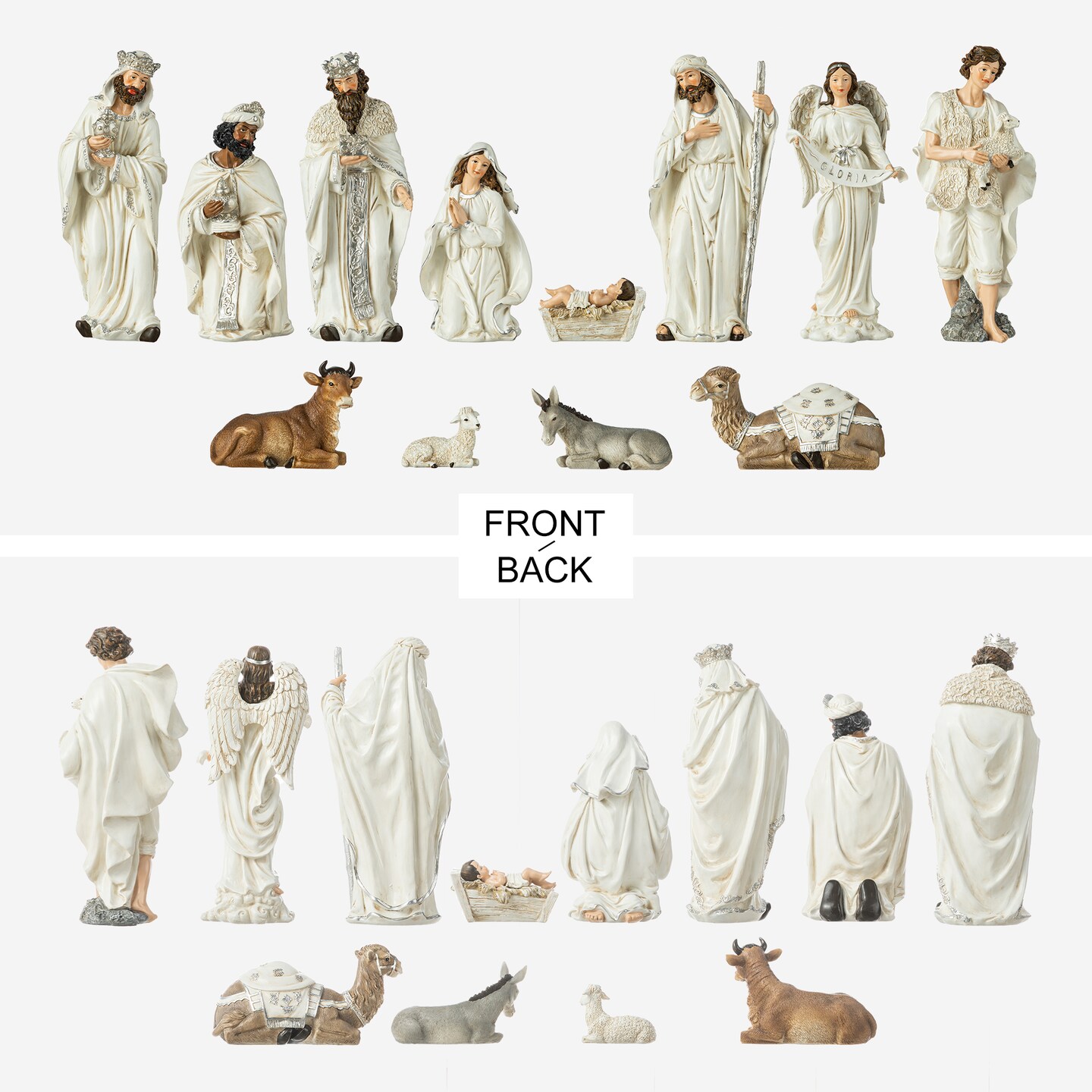 12pcs Oversized Ivory Resin Nativity Figurine Set