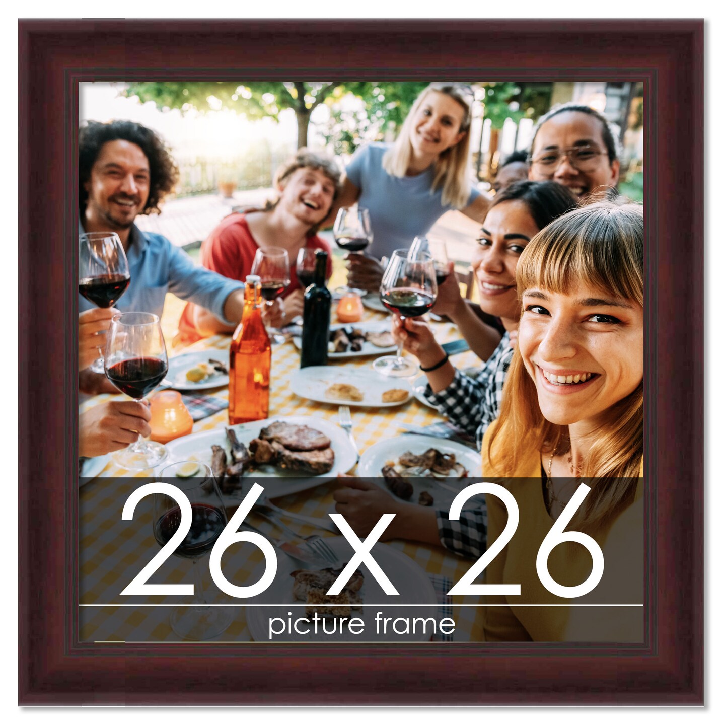 Square Linear Brown Picture Frame - UV Acrylic, Foam Board Backing, Hanging Hardware