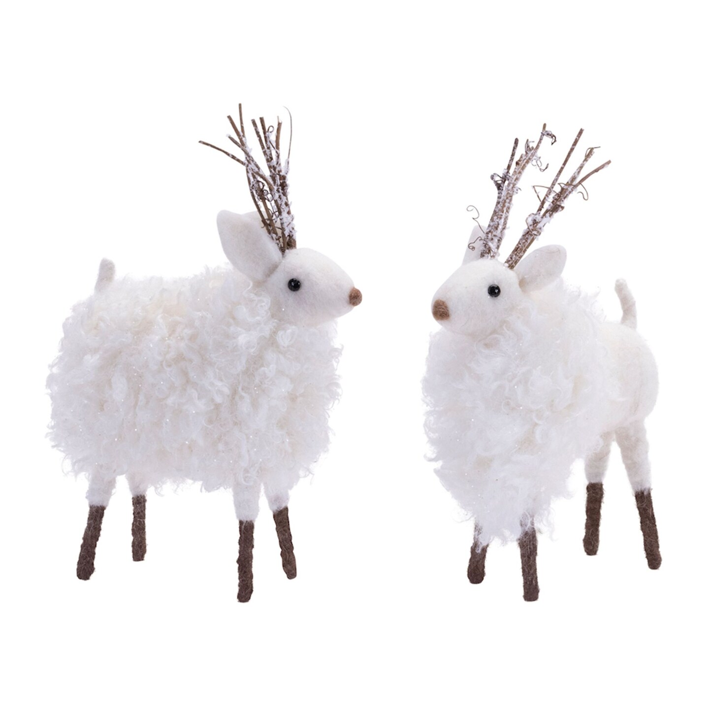 Melrose Fluffy Winter Deer Christmas Shelf Sitter Figurines - 9" - Set of 6