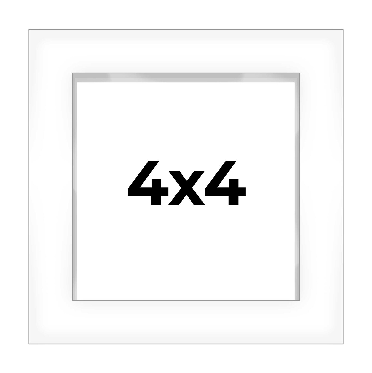 4x4 Shadow Box 3/4" Depth White Picture Frame - UV Acrylic, Backing, Hanging Hardware