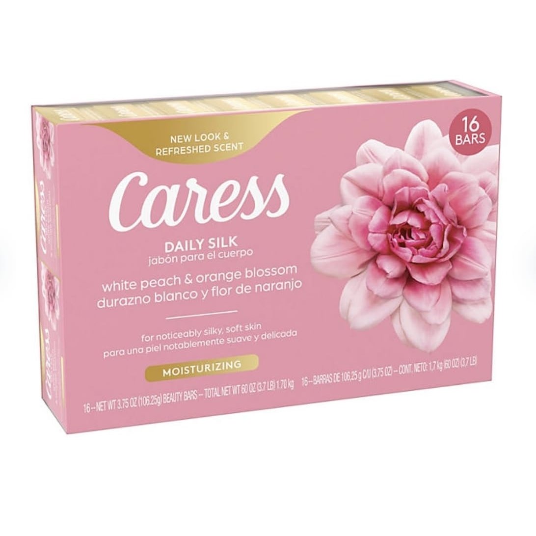 Caress Daily Silk Bar Soap White Peach And Orange Blossom 3.75 Ounce (16 Pack)