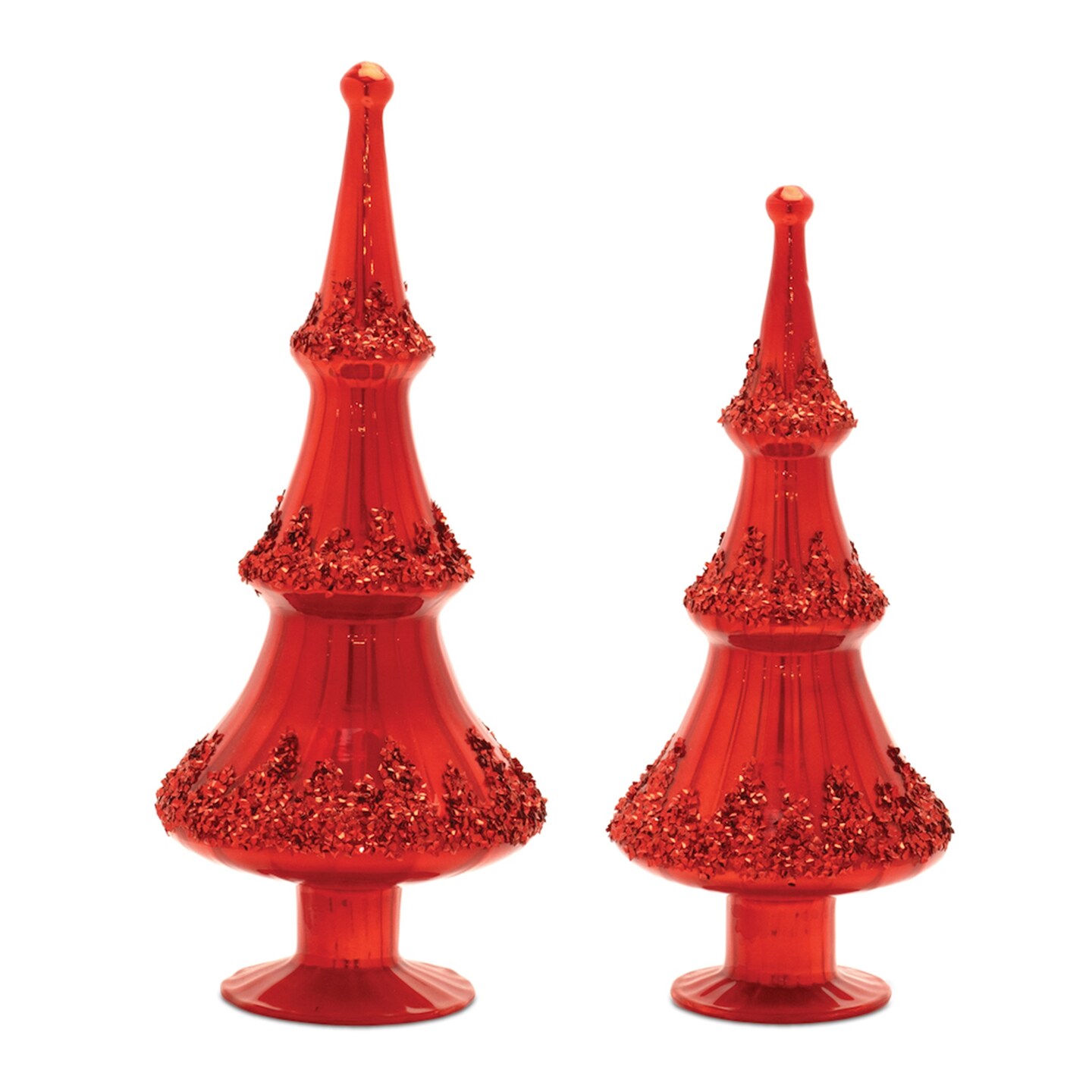 Melrose Beaded Tree Glass Christmas Tabletop Decorations - 14.5" - Set of 2