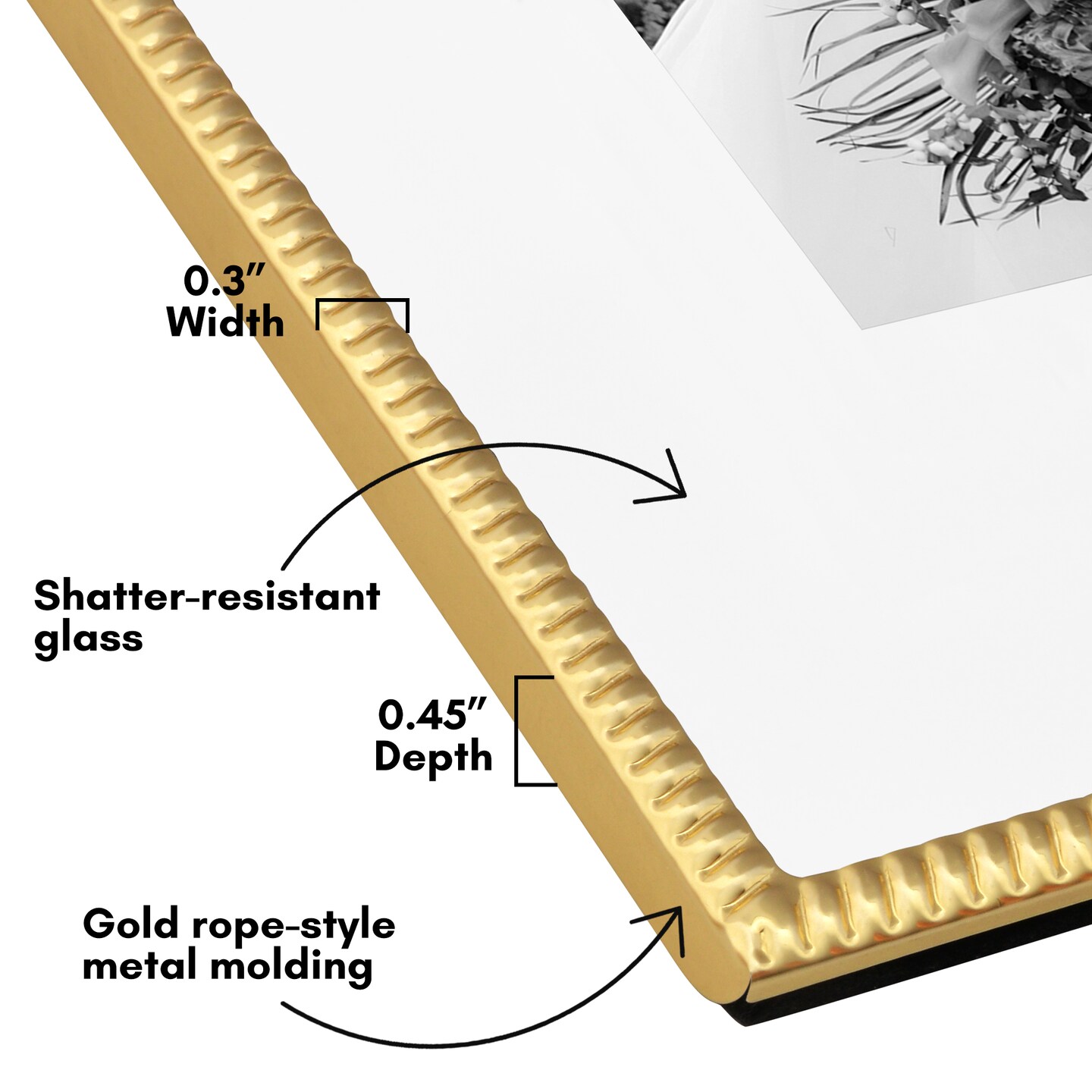 Americanflat Picture Frame with Mat & Rope-Style Textured Detailing and Shatter-Resistant Glass - Use With or Without the included Mat - Elegant Bamboo Frames for Tabletop or Wall