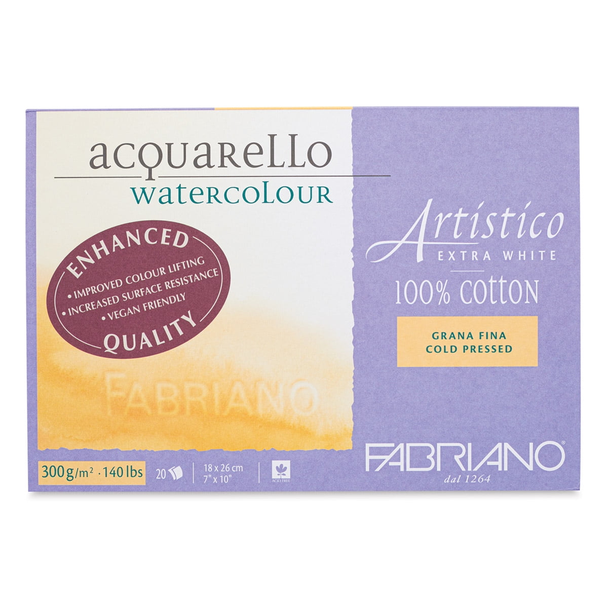 Fabriano Artistico Extra White Watercolor Block, 140 lb./300 gsm