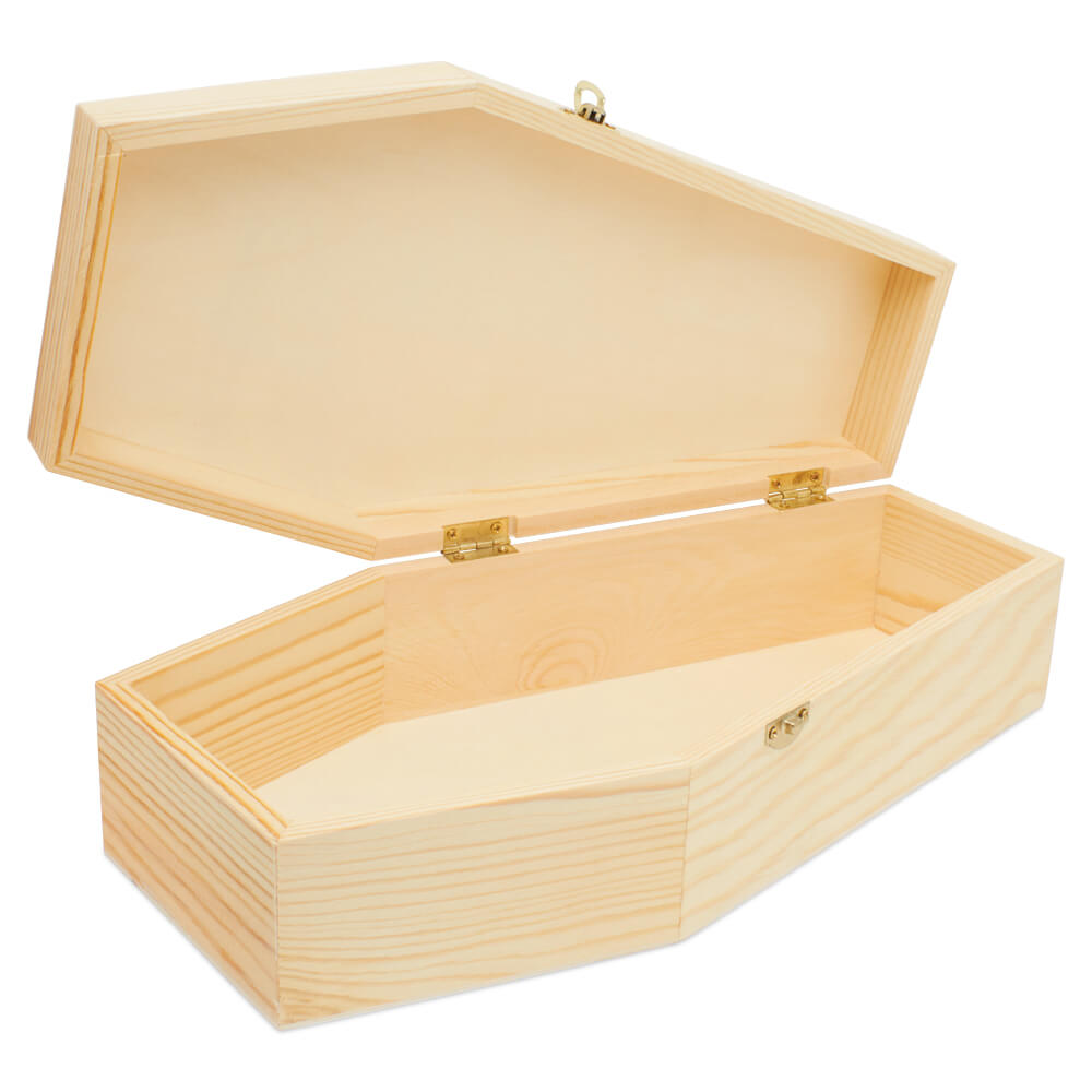 Wooden Coffin Box, Multiple Sizes, Unfinished, Halloween Decor, Pet Casket | Woodpeckers
