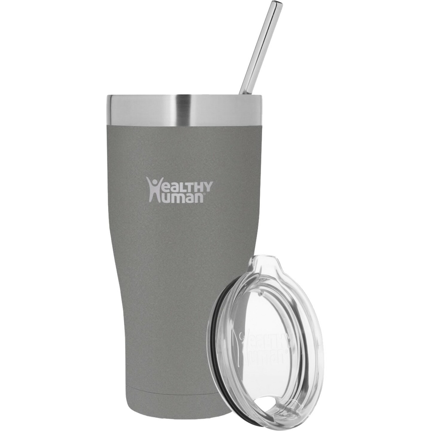 Healthy Human Stainless Steel Tumbler with Straw &#x26; Lid | Splash Proof Insulated Travel Cruiser Cup | Eco-Friendly Coffee Tumblers | Water Cups with Straws Cleaner and Splash Proof Lids (32oz, Slate Gray)