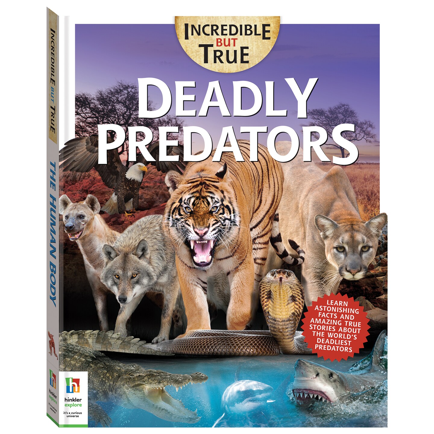 Incredible But True: Deadly Predators - Kids Hardcover Book, Learn About These Fearsome Animals, STEM For Kids Aged 7-12, Color Illustrated Non-Fiction Books For Kids &#x26; Tweens, Hinkler, 144 Page Book, Learning &#x26; Education