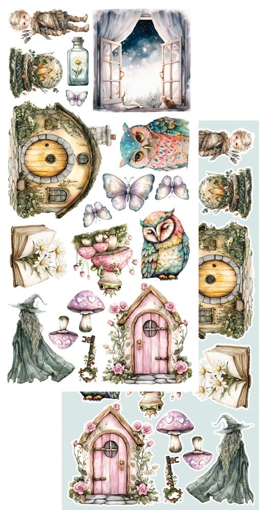 Alchemy of Art “The World of Fairies” Extras to Cut Paper Set | 6 Sheets | Fantasy Floral Cut Apart Designs