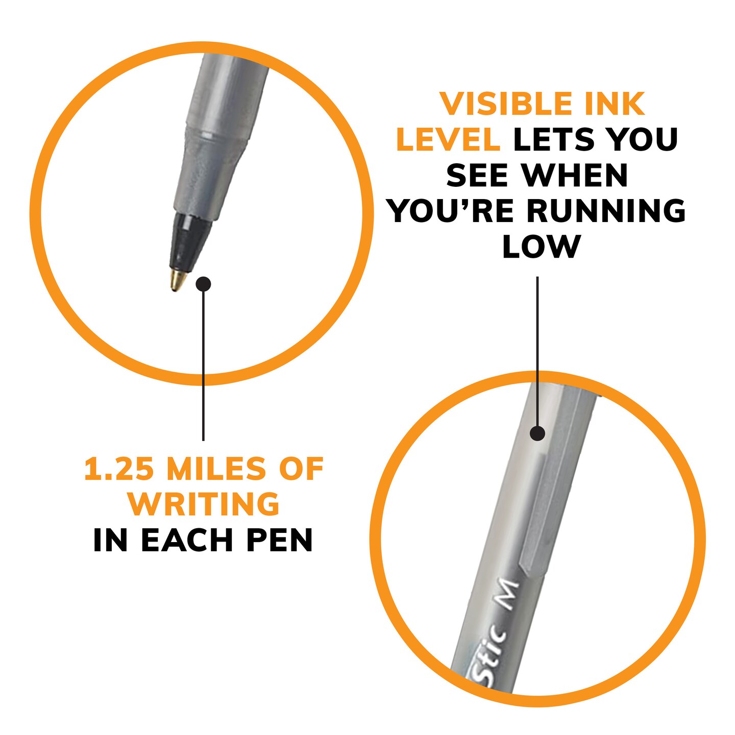 BIC Round Stic Xtra Life Black Ballpoint Pens, Medium Point (1.0mm), 500-Count Pack of Bulk Pens, Flexible Round Barrel for Comfortable Writing, No. 1 Selling Ballpoint Pens